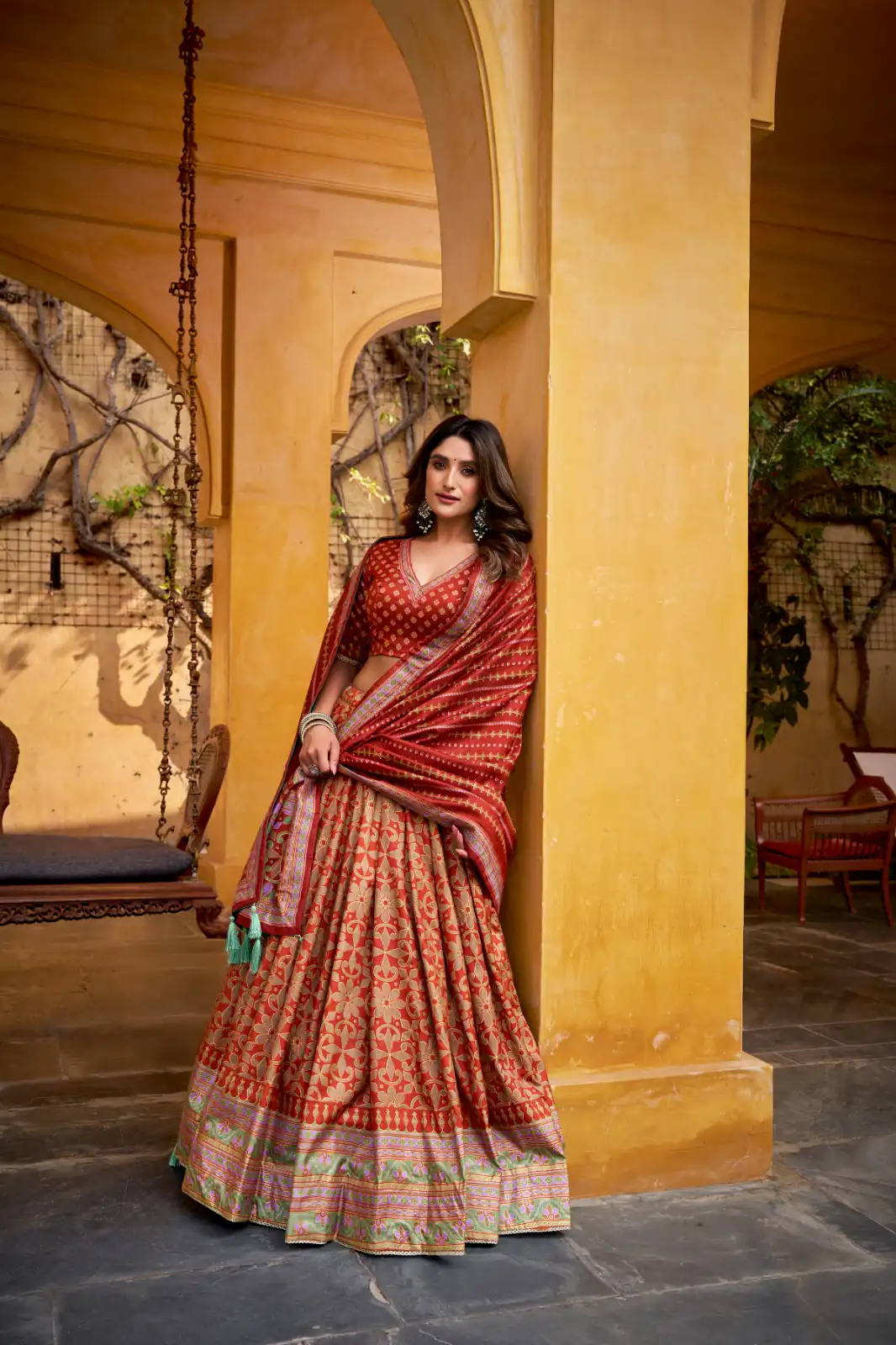 Orange Tasar Silk Gotta Patti Lace Work Lehenga Choli | Lehenga, Bollywood Lehenga, Creative Lehenga, Designer Lehenga, Embroidered Lehenga, Party Wear Lehenga