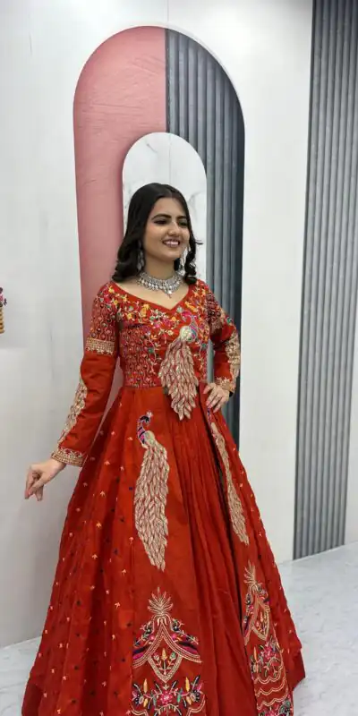 Orange Vichitra Sequence Work Lehenga Choli | Lehenga, Bollywood Lehenga, Creative Lehenga, Designer Lehenga, Embroidered Lehenga, Party Wear Lehenga