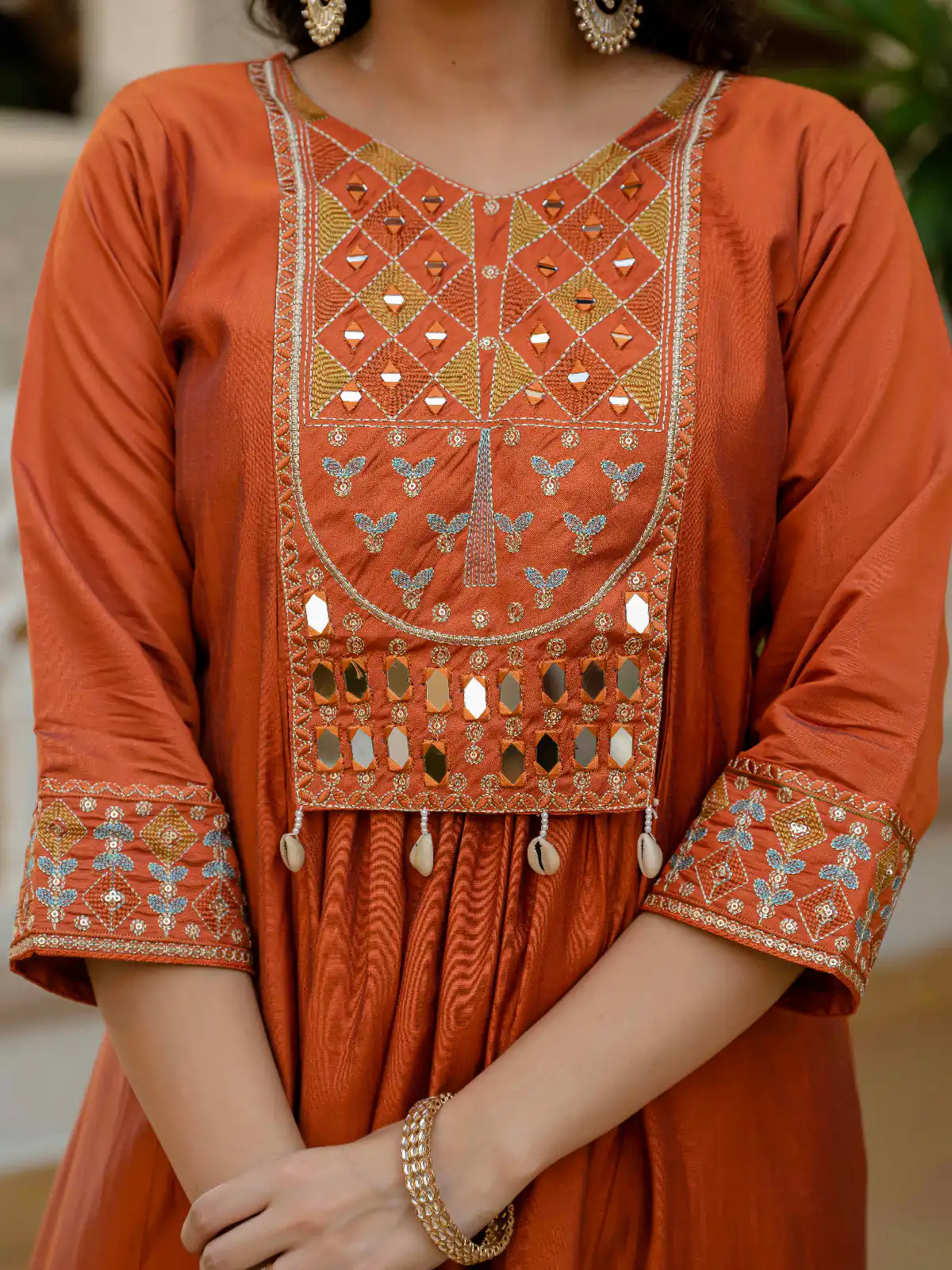 Orange Viscose Roman Silk Mirror Work Anarkali Suit | Anarkali Suits, Bollywood Anarkali, Creative-Anarkali, Designer Anarkali, Embroidered Anarkali, Party Wear Anarkali