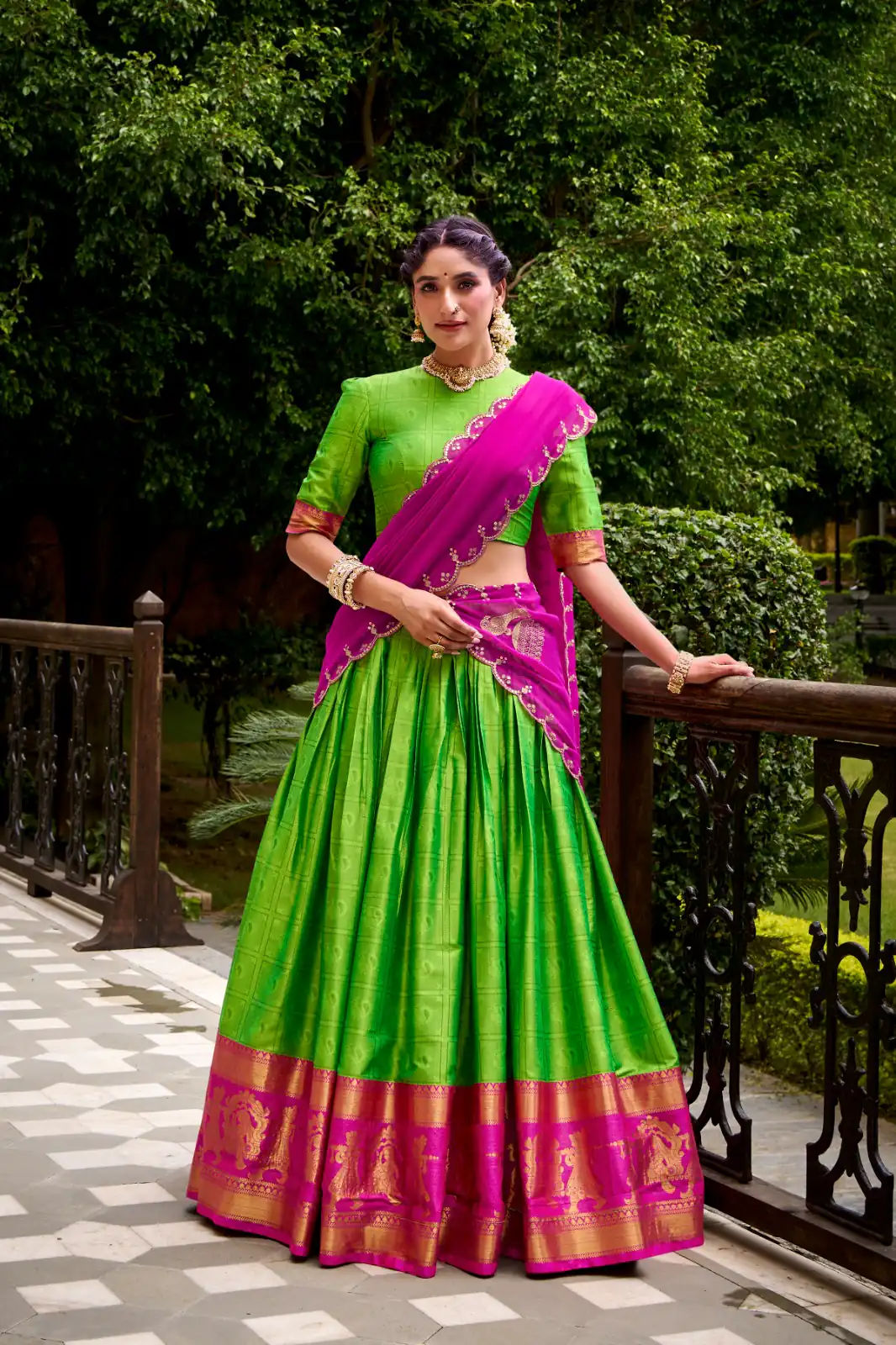 Parrot Green Poly Cotton Embroidery Zari Work Lehenga Choli | Lehenga, Bollywood Lehenga, Creative Lehenga, Designer Lehenga, Embroidered Lehenga, Party Wear Lehenga
