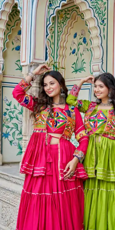 Parrot Green Pure Cotton Mirror Gamthi Work Lehenga Choli | Lehenga, Bollywood Lehenga, Creative Lehenga, Designer Lehenga, Embroidered Lehenga, Party Wear Lehenga