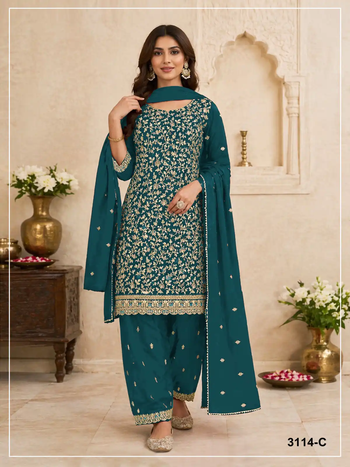 FC 3114 Blue Blooming Fox Georgette Salwar Suit with Embroidery Work. Exclusive Offer ₹2499. Delivery 4-6 Working Days. Shop now. | Jump Suits, Salwar suit, Casual Suits, Creative suits, Designer Suits, Palazzo Suits, Party Wear Suits, Patiala Suits, Straight Suits