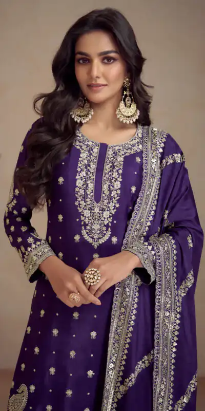 Peaceful Purple Chinon Silk Embroider Work Salwar Suit | Jump Suits, Salwar suit, Casual Suits, Creative suits, Designer Suits, Palazzo Suits, Party Wear Suits, Patiala Suits, Straight Suits