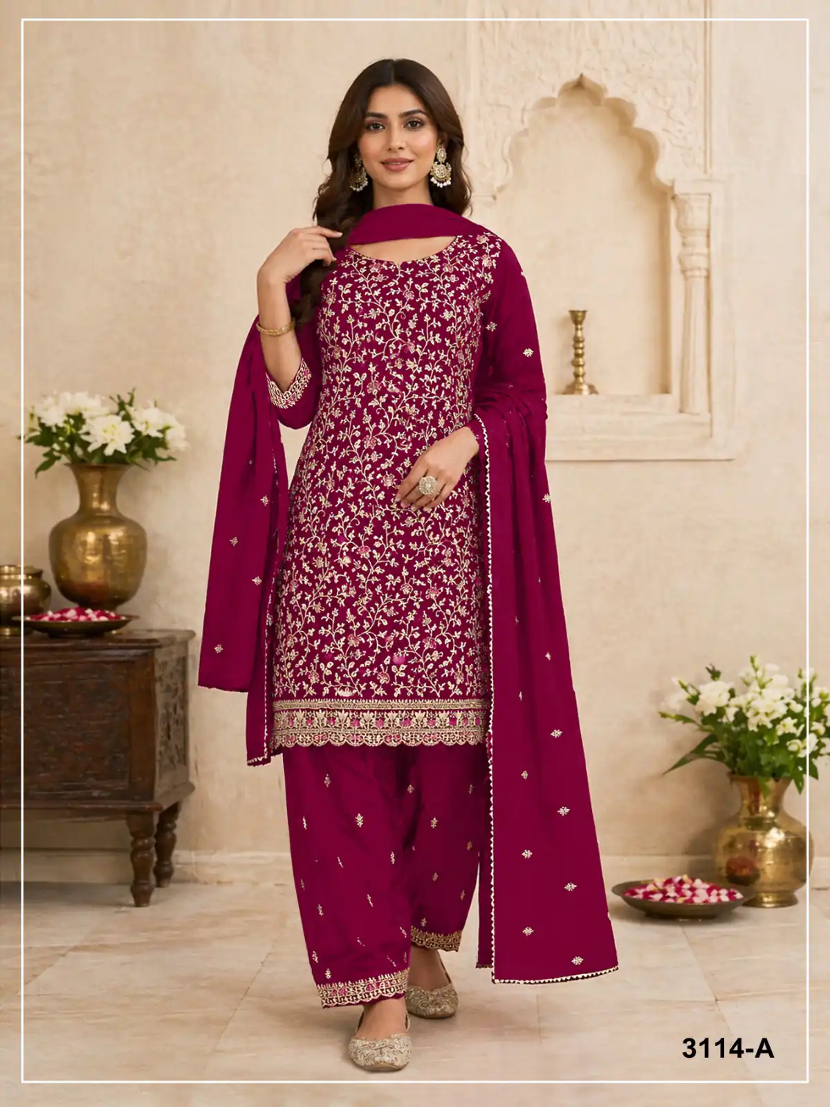 FC 3114 Red Blooming Fox Georgette Salwar Suit with Embroidery Work. Exclusive Offer ₹2499. Delivery 4-6 Working Days. Shop now. | Jump Suits, Salwar suit, Casual Suits, Creative suits, Designer Suits, Palazzo Suits, Party Wear Suits, Patiala Suits, Straight Suits