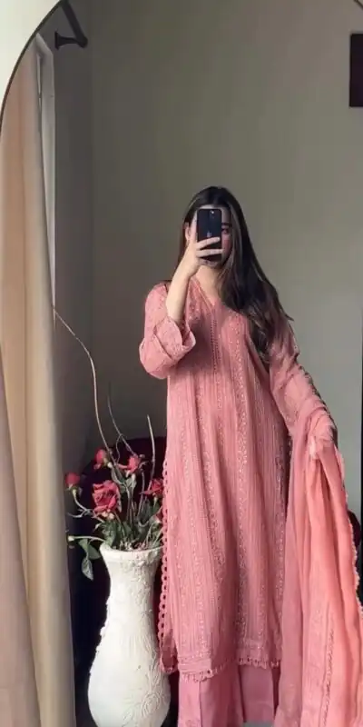 Peach Chinon Cotton Thread Embroidery Work Salwar Suit | Jump Suits, Salwar suit, Casual Suits, Creative suits, Designer Suits, Palazzo Suits, Party Wear Suits, Patiala Suits, Straight Suits