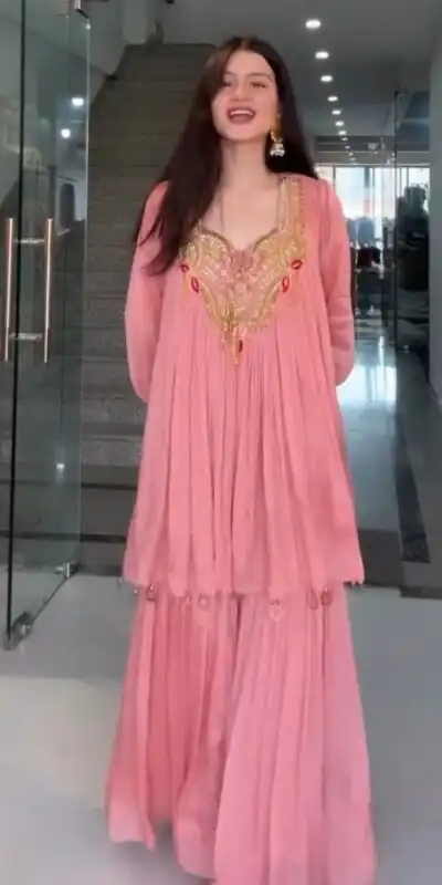 Peach Chinon Embroidery Lace Work Salwar Suit | Jump Suits, Salwar suit, Casual Suits, Creative suits, Designer Suits, Palazzo Suits, Party Wear Suits, Patiala Suits, Straight Suits