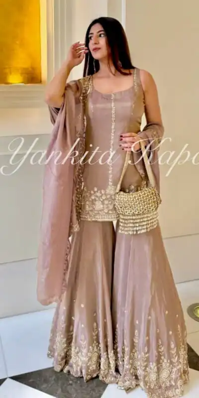 Peach Chinon Silk Embroidery Work Salwar Suit | Jump Suits, Salwar suit, Casual Suits, Creative suits, Designer Suits, Palazzo Suits, Party Wear Suits, Patiala Suits, Straight Suits