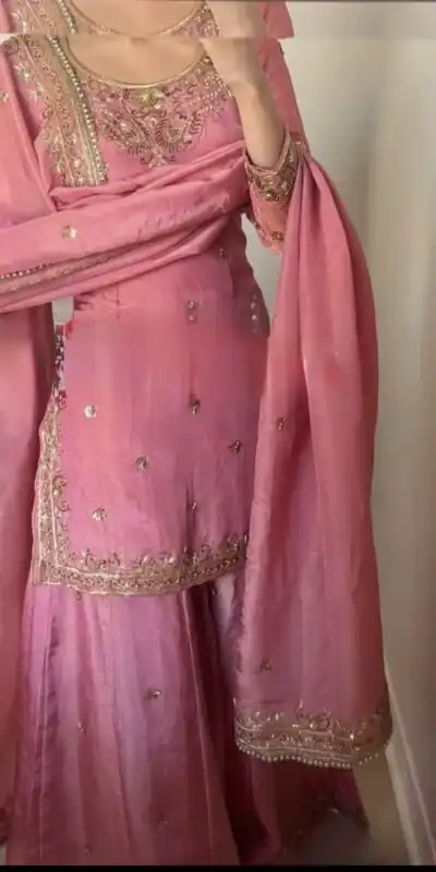 Peach Chinon Silk Sequence Work Salwar Suit | Jump Suits, Salwar suit, Casual Suits, Creative suits, Designer Suits, Palazzo Suits, Party Wear Suits, Patiala Suits, Straight Suits