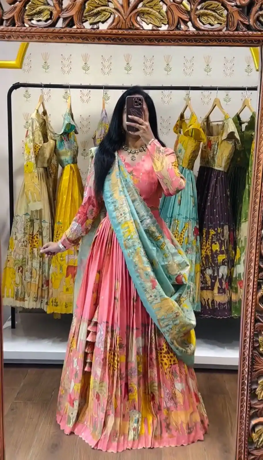 Peach Cotton Kalamkari Print Lehenga Choli | Lehenga, Bollywood Lehenga, Creative Lehenga, Designer Lehenga, Embroidered Lehenga, Party Wear Lehenga
