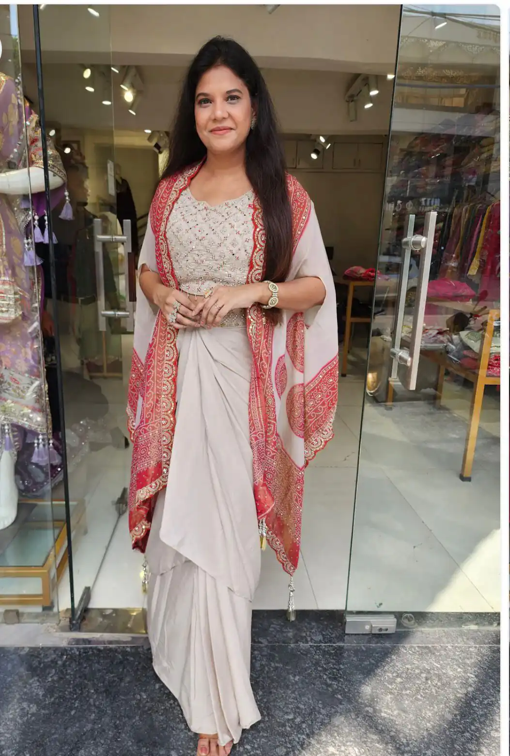 Peach Crap Silk Embroidery Mirror Work Dhoti Suit | Jump Suits, Salwar suit, Casual Suits, Creative suits, Designer Suits, Palazzo Suits, Party Wear Suits, Patiala Suits, Straight Suits