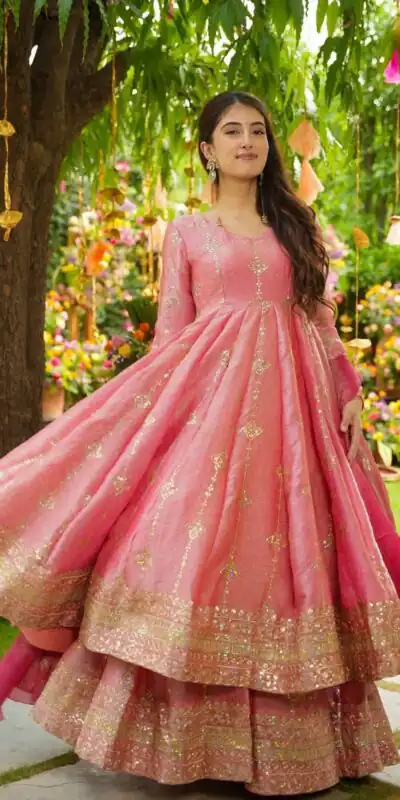 Peach Crunchy Silk With Embroidery Salwar Suit | Jump Suits, Tops & Bottoms, Track Suits, Salwar suit, Casual Suits, Creative suits, Designer Suits, Palazzo Suits, Party Wear Suits, Patiala Suits, Straight Suits, Trendy Wear