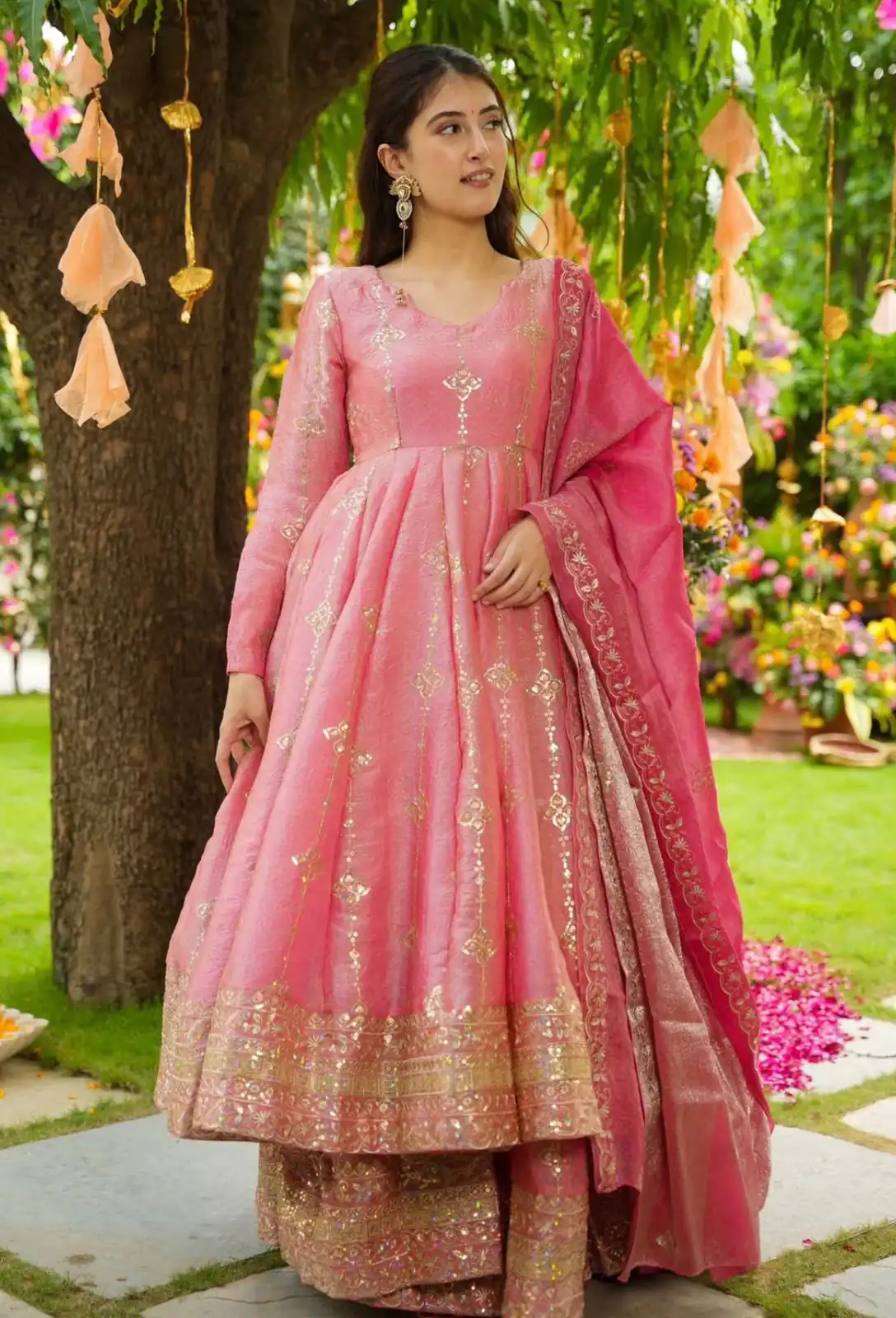 Peach Crunchy Silk With Embroidery Salwar Suit | Jump Suits, Tops & Bottoms, Track Suits, Salwar suit, Casual Suits, Creative suits, Designer Suits, Palazzo Suits, Party Wear Suits, Patiala Suits, Straight Suits, Trendy Wear