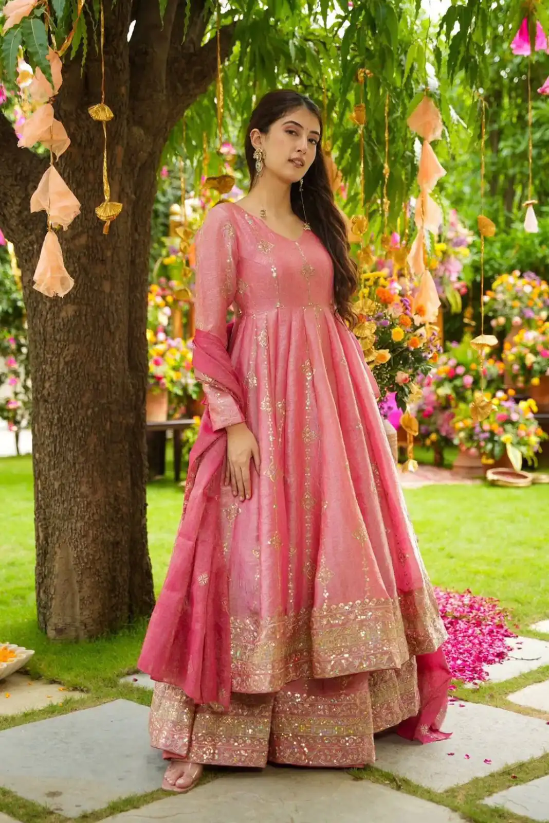 Peach Crunchy Silk With Embroidery Salwar Suit | Jump Suits, Tops & Bottoms, Track Suits, Salwar suit, Casual Suits, Creative suits, Designer Suits, Palazzo Suits, Party Wear Suits, Patiala Suits, Straight Suits, Trendy Wear