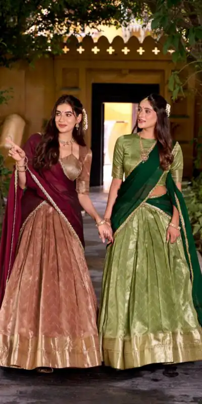 Peach Dupion Silk Zari Work Lehenga Choli | Lehenga, Bollywood Lehenga, Creative Lehenga, Designer Lehenga, Embroidered Lehenga, Party Wear Lehenga