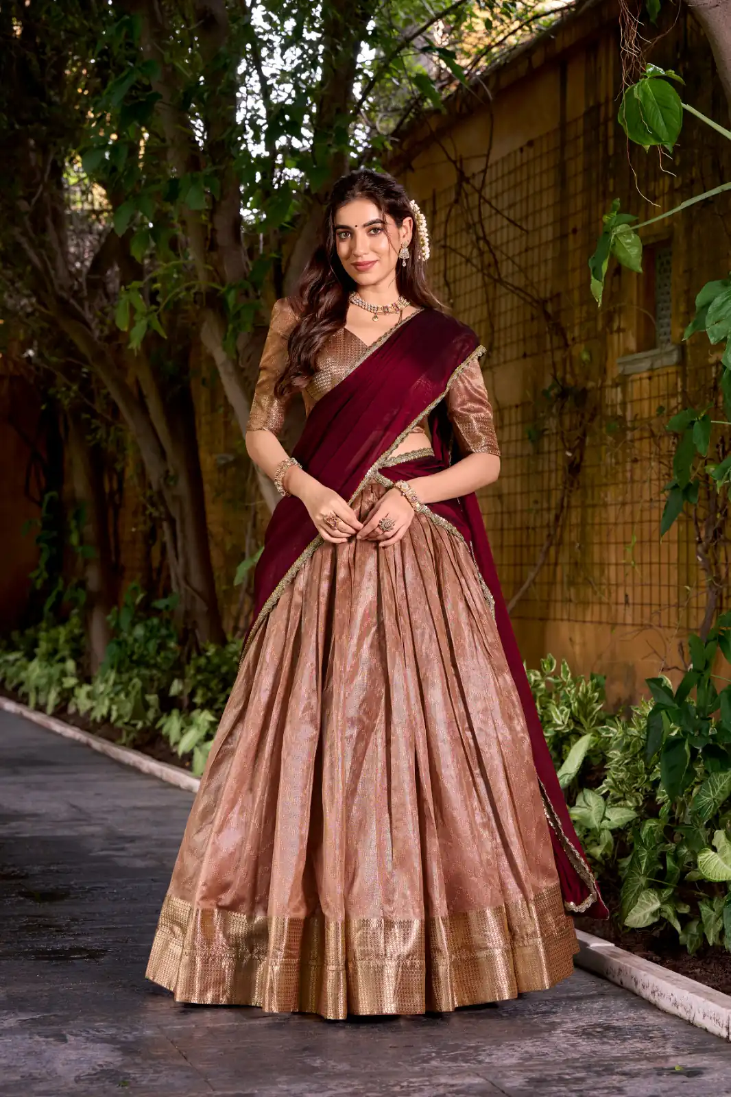 Peach Dupion Silk Zari Work Lehenga Choli | Lehenga, Bollywood Lehenga, Creative Lehenga, Designer Lehenga, Embroidered Lehenga, Party Wear Lehenga