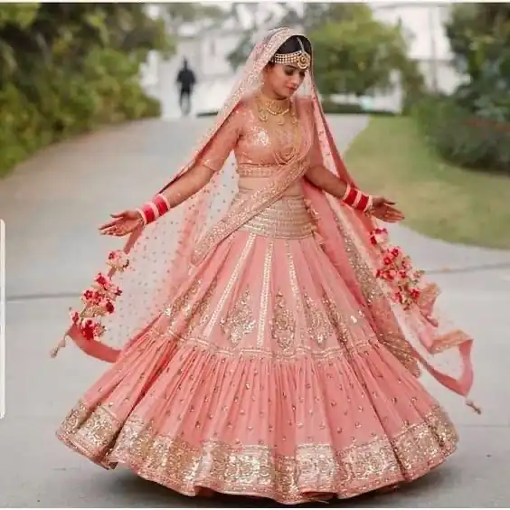 Peach Faux Georgette Embroidery Work Lehenga Choli | Jump Suits, Salwar suit, Casual Suits, Creative suits, Designer Suits, Palazzo Suits, Party Wear Suits, Patiala Suits, Straight Suits