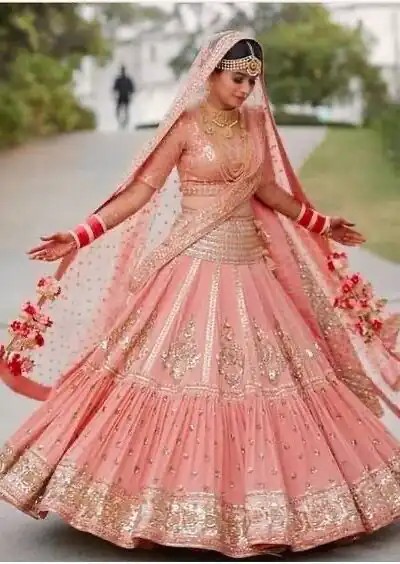 Peach Faux Georgette Embroidery Work Lehenga Choli | Jump Suits, Salwar suit, Casual Suits, Creative suits, Designer Suits, Palazzo Suits, Party Wear Suits, Patiala Suits, Straight Suits