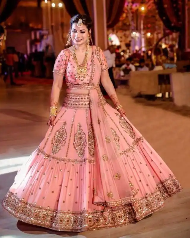 Peach Faux Georgette Embroidery Work Lehenga Choli | Jump Suits, Salwar suit, Casual Suits, Creative suits, Designer Suits, Palazzo Suits, Party Wear Suits, Patiala Suits, Straight Suits