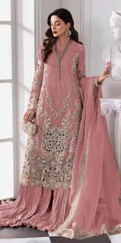 Peach Georgette Sequence Khatli Work Salwar Suit | Jump Suits, Salwar suit, Casual Suits, Creative suits, Designer Suits, Palazzo Suits, Party Wear Suits, Patiala Suits, Straight Suits