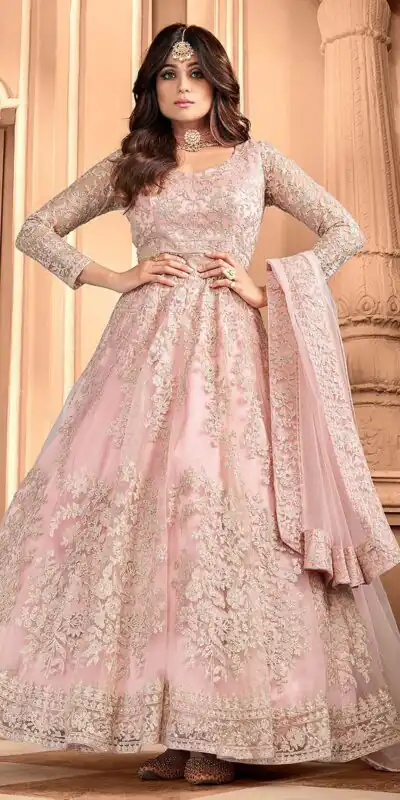 Peach Heavy Net Embroidery Work Salwar Suit | Jump Suits, Salwar suit, Casual Suits, Creative suits, Designer Suits, Palazzo Suits, Party Wear Suits, Patiala Suits, Straight Suits