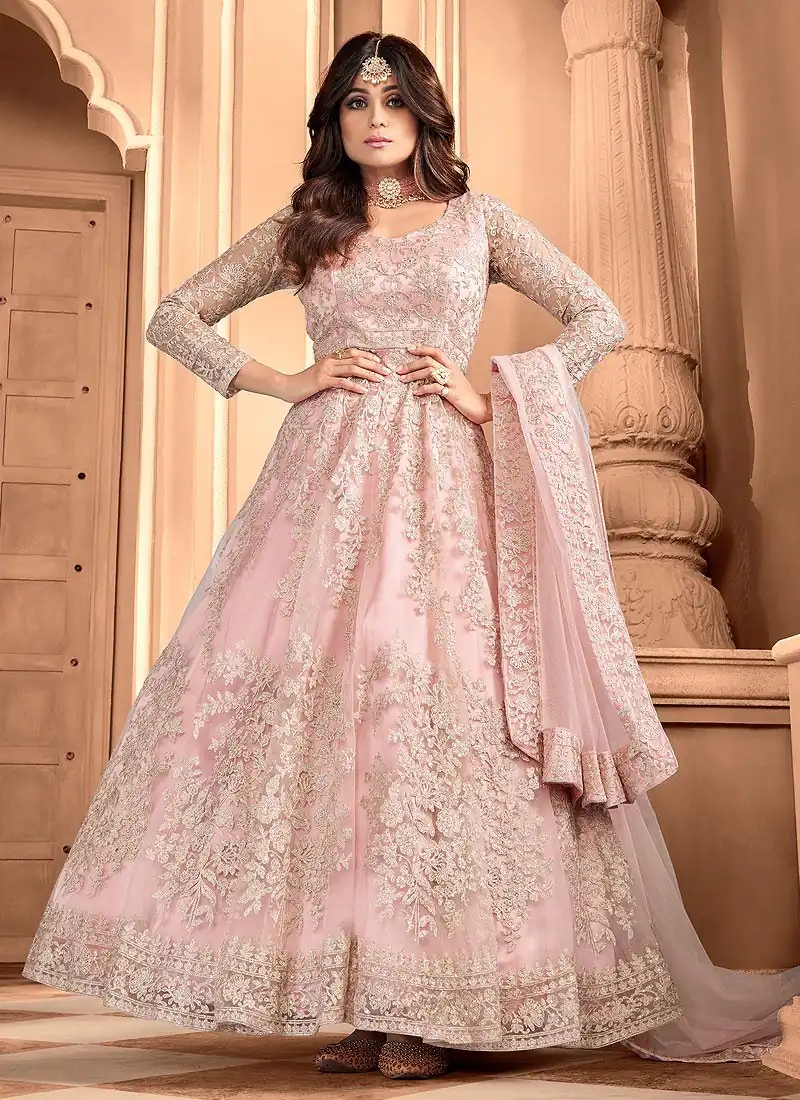 Peach Heavy Net Embroidery Work Salwar Suit | Jump Suits, Salwar suit, Casual Suits, Creative suits, Designer Suits, Palazzo Suits, Party Wear Suits, Patiala Suits, Straight Suits