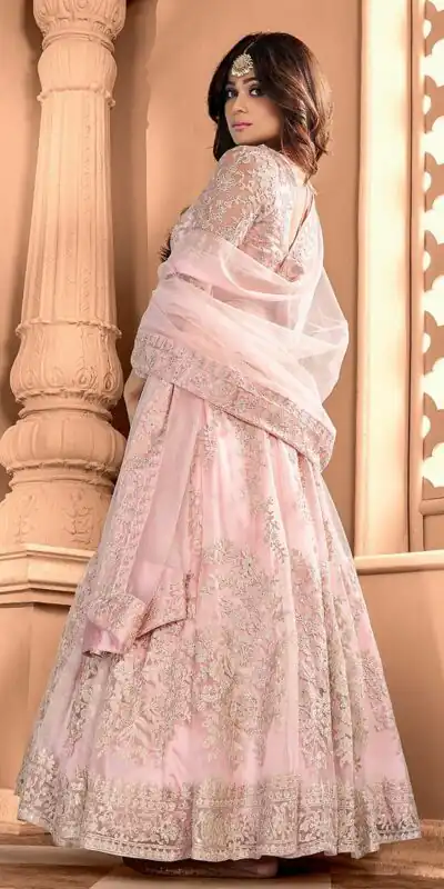 Peach Heavy Net Embroidery Work Salwar Suit | Jump Suits, Salwar suit, Casual Suits, Creative suits, Designer Suits, Palazzo Suits, Party Wear Suits, Patiala Suits, Straight Suits
