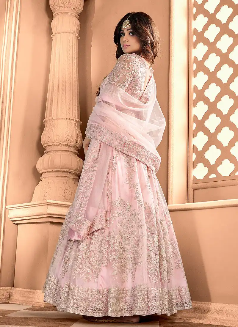 Peach Heavy Net Embroidery Work Salwar Suit | Jump Suits, Salwar suit, Casual Suits, Creative suits, Designer Suits, Palazzo Suits, Party Wear Suits, Patiala Suits, Straight Suits