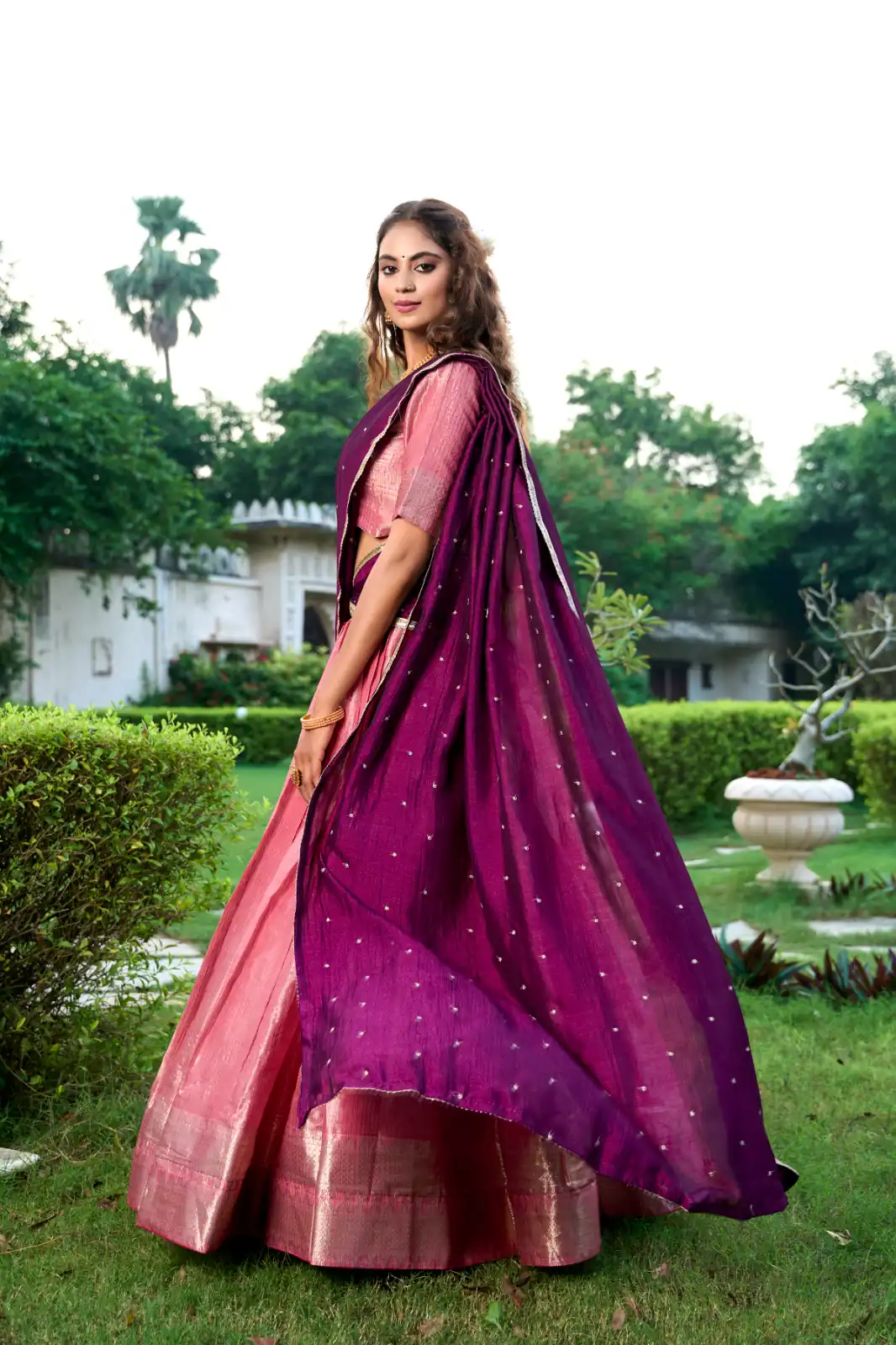 Peach Kanchipuram With Zari Work Lehenga Choli | Lehenga, Bollywood Lehenga, Creative Lehenga, Designer Lehenga, Embroidered Lehenga, Party Wear Lehenga