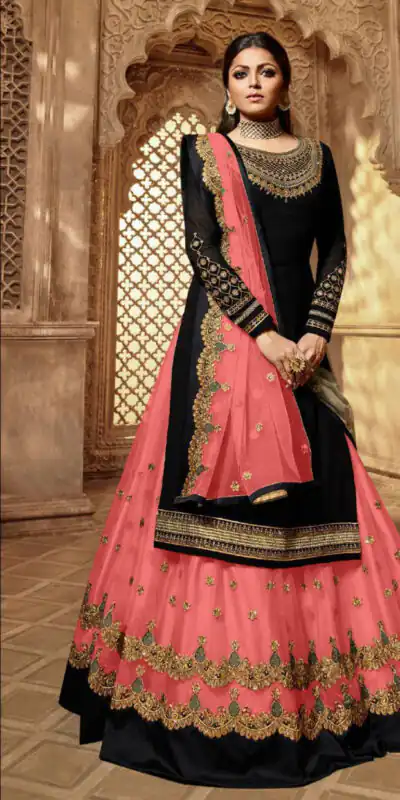 Peach Satin Georgette Stone Work Salwar Suit | Jump Suits, Salwar suit, Casual Suits, Creative suits, Designer Suits, Palazzo Suits, Party Wear Suits, Patiala Suits, Straight Suits