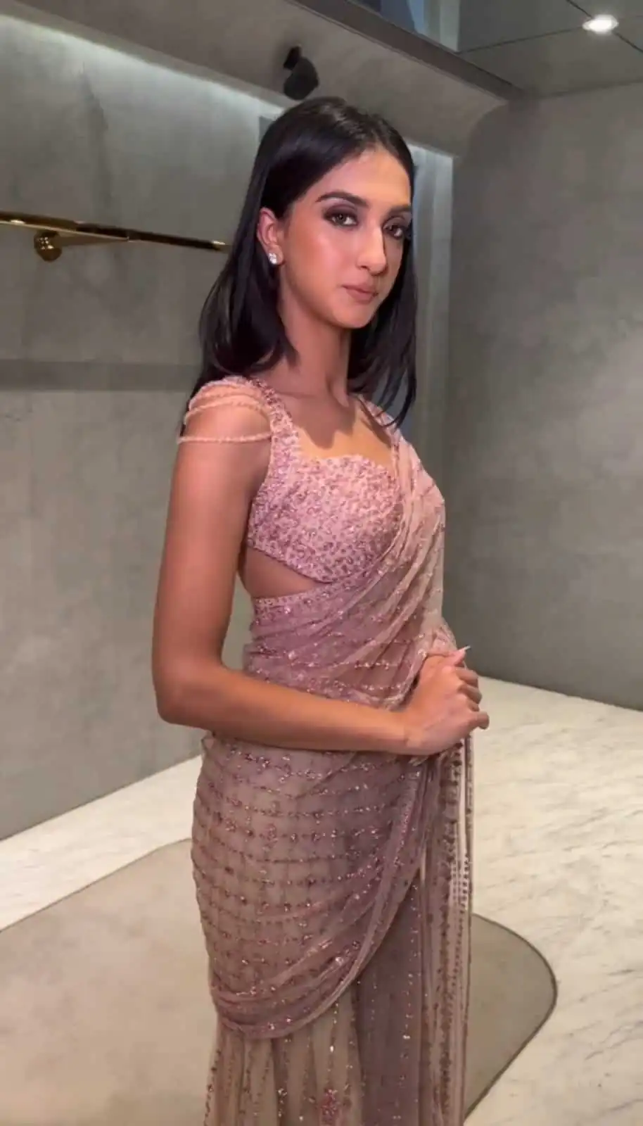Peach Sequins Embroidered Saree | Sarees, Bollywood Sarees, Creative Sarees, Designer Sarees, Ethnic Saree, Modern Digital sarees