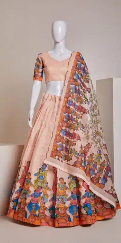 Peach Silk Embroidery Sequins Print Lehenga Choli | Lehenga, Bollywood Lehenga, Creative Lehenga, Designer Lehenga, Embroidered Lehenga, Party Wear Lehenga