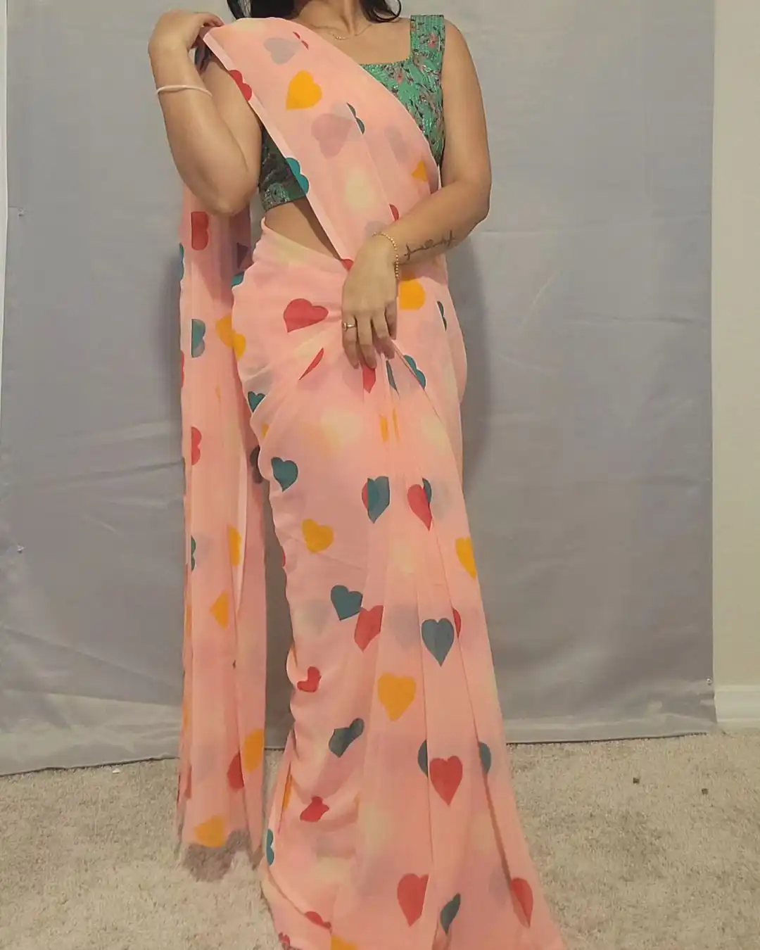 Peach Soft Georgette Silk Digital Print Heart Design Saree | Sarees, Bollywood Sarees, Creative Sarees, Designer Sarees, Embroidered Sarees, Ethnic Saree, Modern Digital sarees, Party Wear Sarees