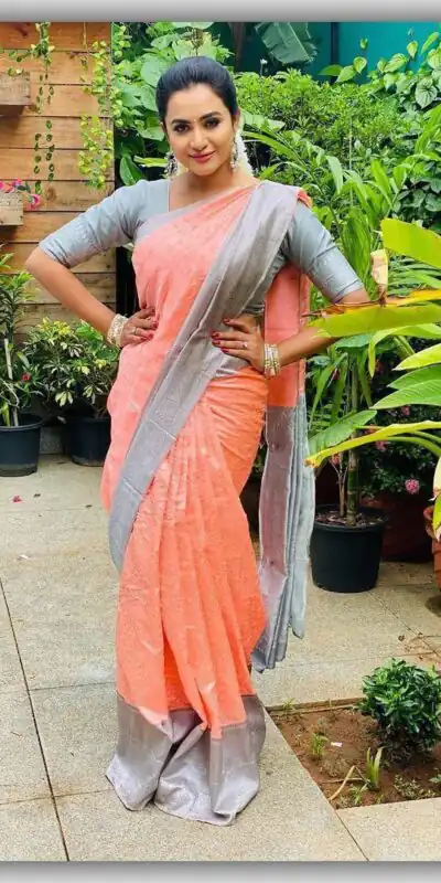 Peach Soft Lichi Silk Border Lace Work Saree | Sarees, Bollywood Sarees, Creative Sarees, Designer Sarees, Embroidered Sarees, Ethnic Saree, Modern Digital sarees, Party Wear Sarees