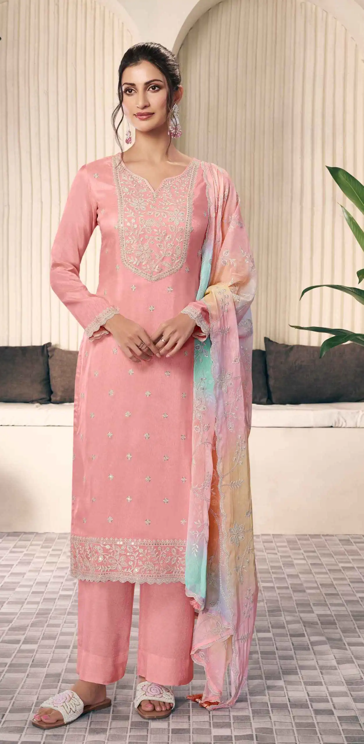 Peach Vichitra Digital Print Embroidery Work Salwar Suit | Jump Suits, Salwar suit, Casual Suits, Creative suits, Designer Suits, Palazzo Suits, Party Wear Suits, Patiala Suits, Straight Suits