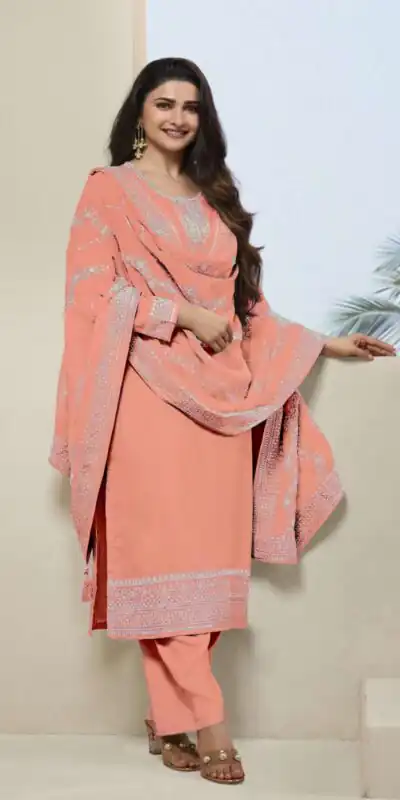 Peach Vichitra Embroidery Work Salwar Suit | Jump Suits, Salwar suit, Casual Suits, Creative suits, Designer Suits, Palazzo Suits, Party Wear Suits, Patiala Suits, Straight Suits