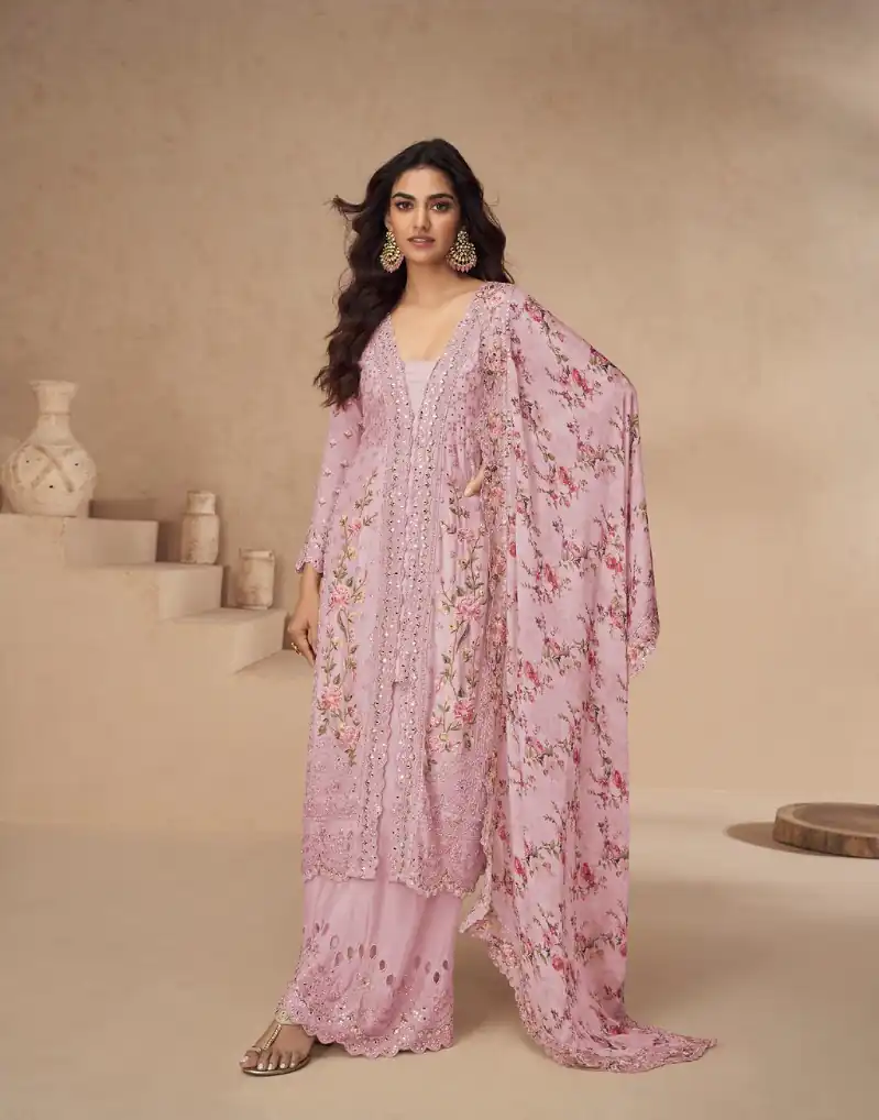 Peach Vichitra Sequence Work Salwar Suit | Jump Suits, Salwar suit, Casual Suits, Creative suits, Designer Suits, Palazzo Suits, Party Wear Suits, Patiala Suits, Straight Suits