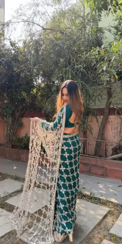 Peacock Blue Fendy Silk Lace Mirror Work Saree | Sarees, Bollywood Sarees, Creative Sarees, Designer Sarees, Embroidered Sarees, Ethnic Saree, Modern Digital sarees, Party Wear Sarees