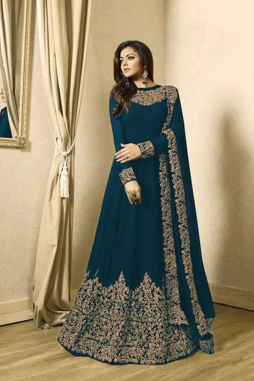 Peacock Blue Georgette Cording Sharara Suit | Jump Suits, Salwar suit, Casual Suits, Creative suits, Designer Suits, Palazzo Suits, Party Wear Suits, Patiala Suits, Straight Suits