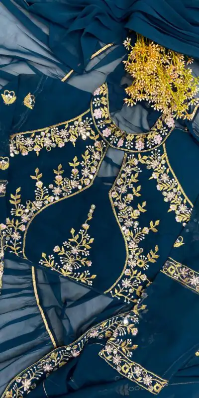Peacock Blue Georgette Embroidery Lehenga Saree | Lehenga, Bollywood Lehenga, Creative Lehenga, Designer Lehenga, Embroidered Lehenga, Party Wear Lehenga