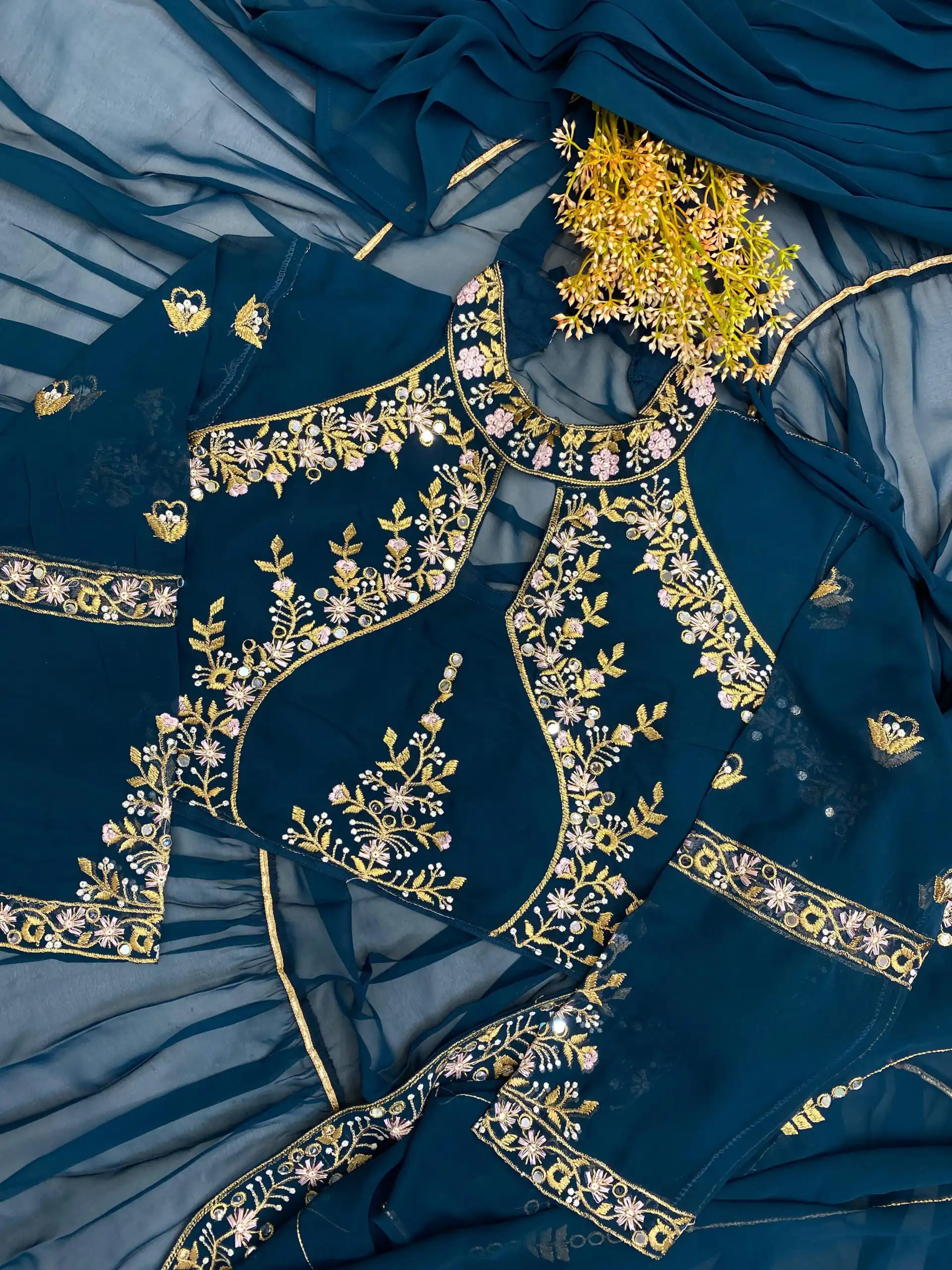 Peacock Blue Georgette Embroidery Lehenga Saree | Lehenga, Bollywood Lehenga, Creative Lehenga, Designer Lehenga, Embroidered Lehenga, Party Wear Lehenga