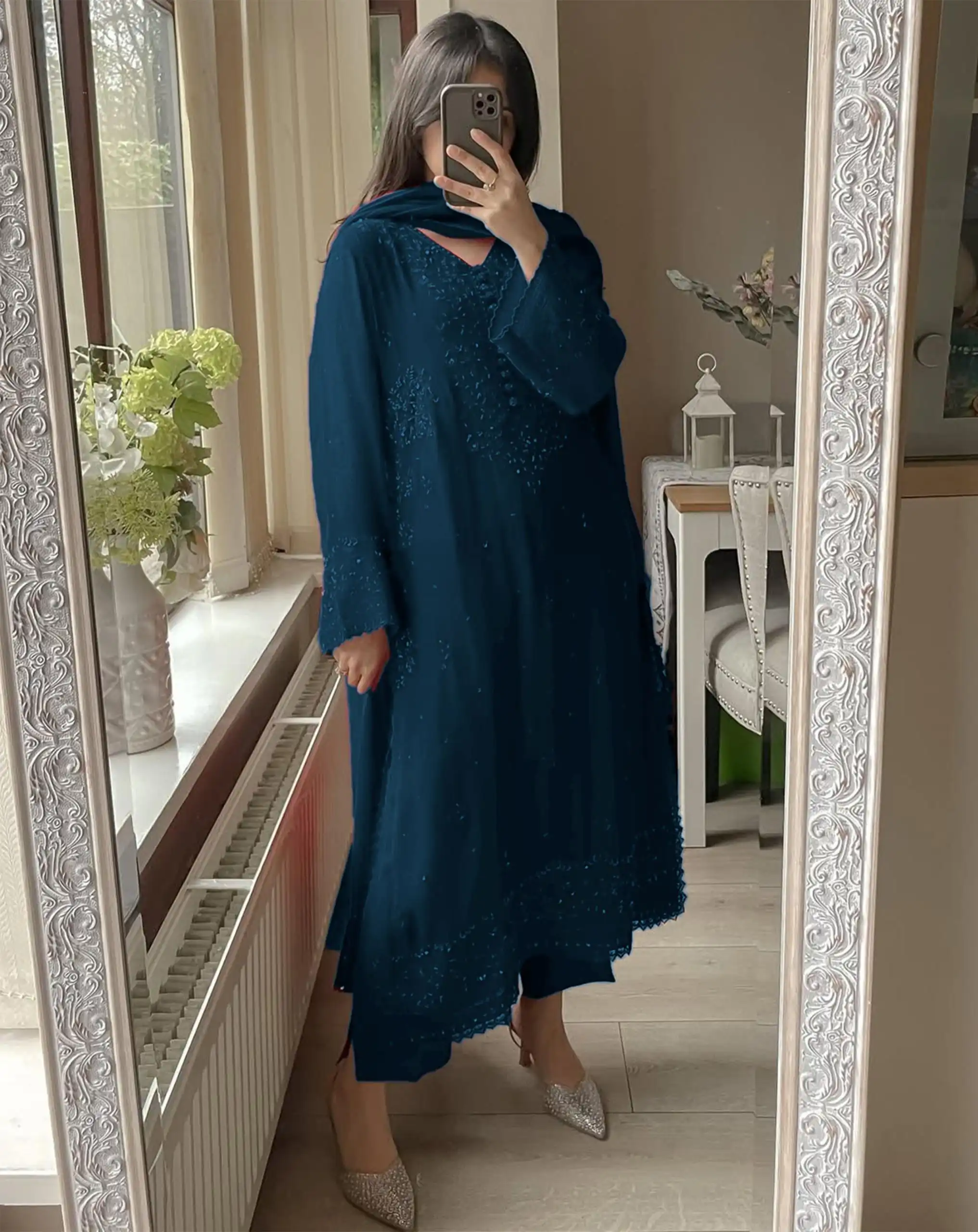 Peacock Blue Georgette Embroidery Work Salwar Suit | Jump Suits, Tops & Bottoms, Track Suits, Salwar suit, Casual Suits, Creative suits, Designer Suits, Palazzo Suits, Party Wear Suits, Patiala Suits, Straight Suits, Trendy Wear