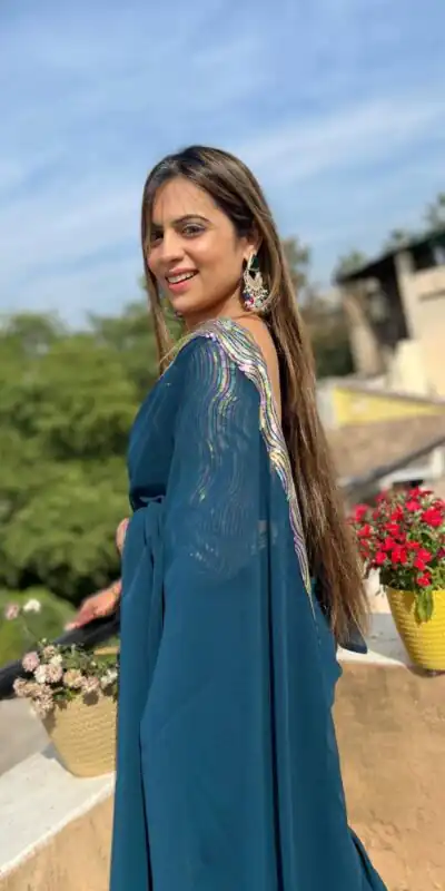Peacock Blue Georgette Sequence Work Lace Saree | Sarees, Bollywood Sarees, Creative Sarees, Designer Sarees, Embroidered Sarees, Ethnic Saree, Modern Digital sarees, Party Wear Sarees