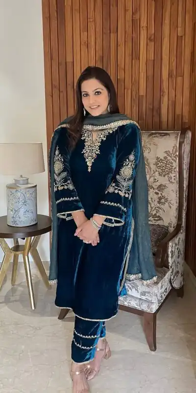 Peacock Blue Velvet Sequence Work Salwar Suit | Jump Suits, Tops & Bottoms, Track Suits, Salwar suit, Casual Suits, Creative suits, Designer Suits, Palazzo Suits, Party Wear Suits, Patiala Suits, Straight Suits, Trendy Wear