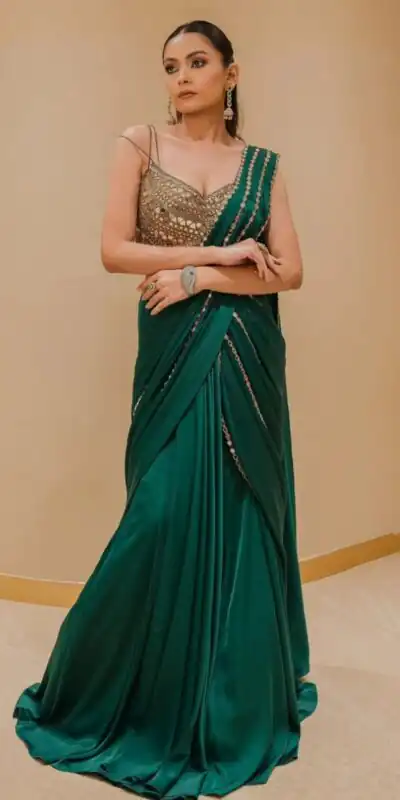 Peacock Green Faux Georgette Mirror Work Saree | Sarees, Bollywood Sarees, Creative Sarees, Designer Sarees, Embroidered Sarees, Ethnic Saree, Modern Digital sarees, Party Wear Sarees