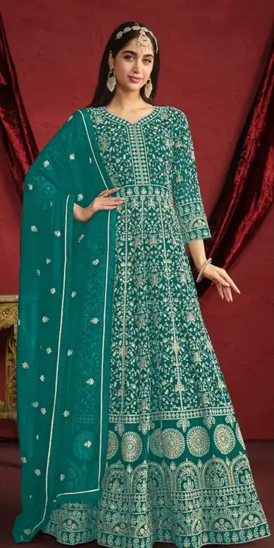 Peacock Green Georgette Embroidery Salwar Suit | Salwar suit, Casual Suits, Creative suits, Designer Suits, Palazzo Suits, Party Wear Suits, Patiala Suits, Straight Suits