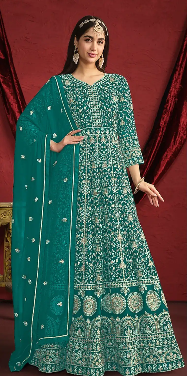 Peacock Green Georgette Embroidery Salwar Suit | Salwar suit, Casual Suits, Creative suits, Designer Suits, Palazzo Suits, Party Wear Suits, Patiala Suits, Straight Suits