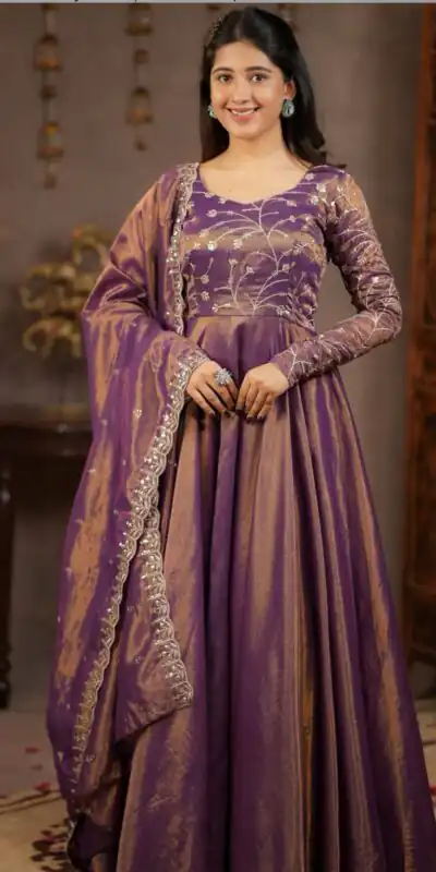 Perfect Purple Cosmos Silk Embroidery Work Anarkali Suit | Anarkali Suits, Bollywood Anarkali, Creative-Anarkali, Designer Anarkali, Embroidered Anarkali, Party Wear Anarkali