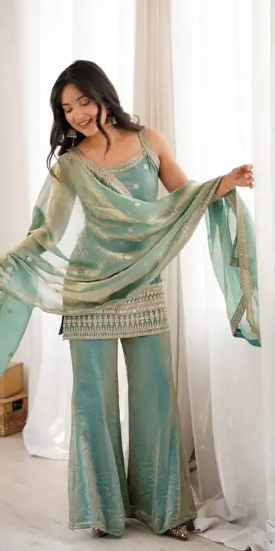KB 302 Sea Green Fendy Silk Salwar Suit with Mirror Work & Embroidery Work. Best Price ₹2049. Delivery 4-6 Working Days. Shop now. | Jump Suits, Salwar suit, Casual Suits, Creative suits, Designer Suits, Palazzo Suits, Party Wear Suits, Patiala Suits, Straight Suits
