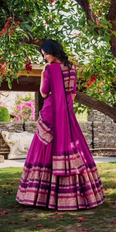 Pink Chanderi Plain Lehenga Choli | Lehenga, Bollywood Lehenga, Creative Lehenga, Designer Lehenga, Embroidered Lehenga, Party Wear Lehenga