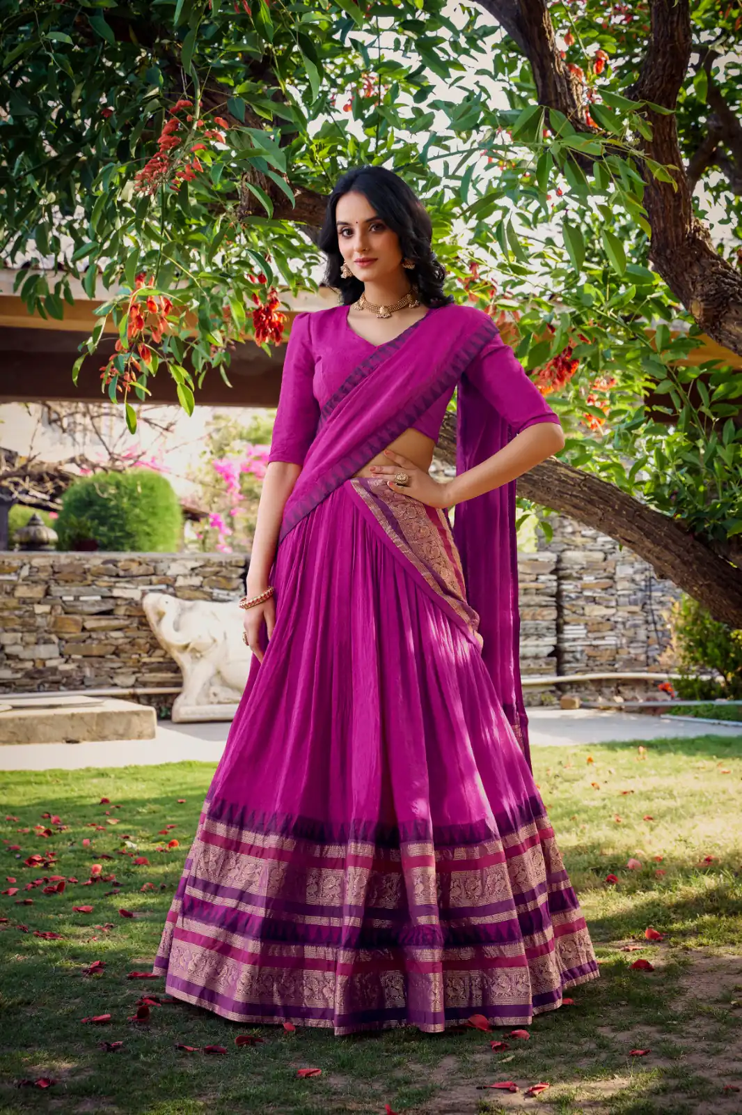 Pink Chanderi Plain Lehenga Choli | Lehenga, Bollywood Lehenga, Creative Lehenga, Designer Lehenga, Embroidered Lehenga, Party Wear Lehenga